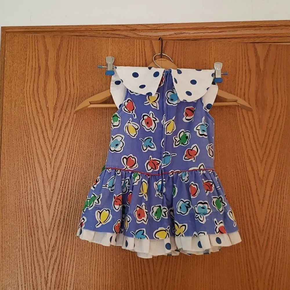 Vintage Child's Floral and Polka Dot Design Dress Sz 3?